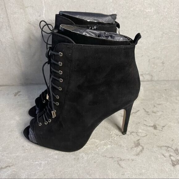 ZARA Black Lace Up Booties Size 9 - Picture 6 of 8